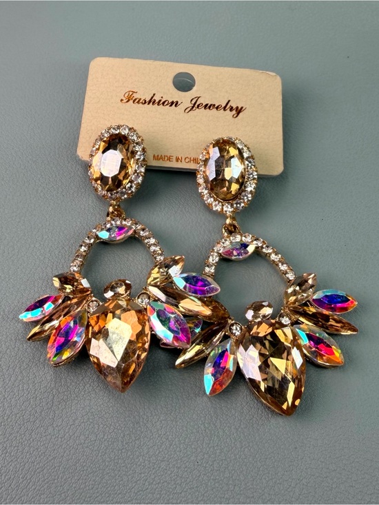 Fashion Jewelry Jewelry - Fashion Jewelry Gold and Iridescent Crystal Drop Earrings